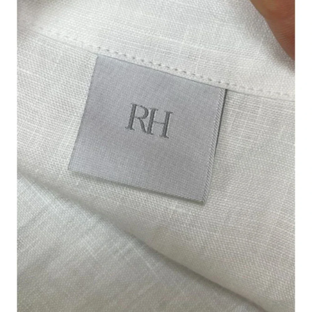 Restoration Hardware RH Linen King Sham Pillow White Beige Piping Trim